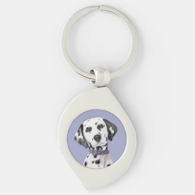 Porte-clés Peinture Dalmatienne - Cute Original Chien Art (Devant)