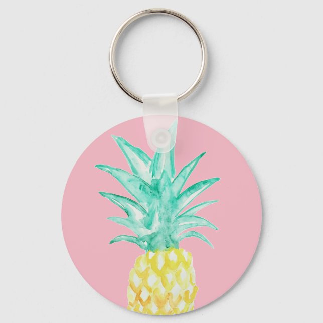 Porte-clés Peinture d'ananas Porte - clé rose (Recto)