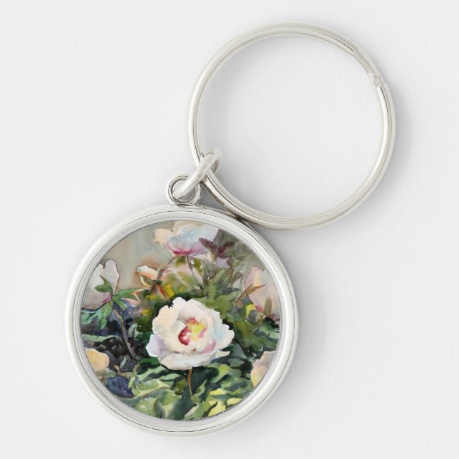 Porte-clés Peinture d'aquarelle des belles fleurs (Devant)