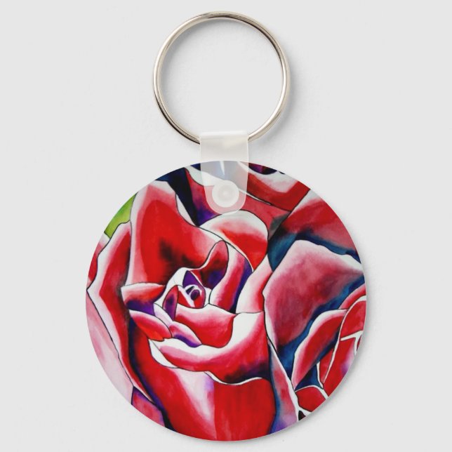 Porte-clés Peinture d'aquarelle rose Roses (Recto)