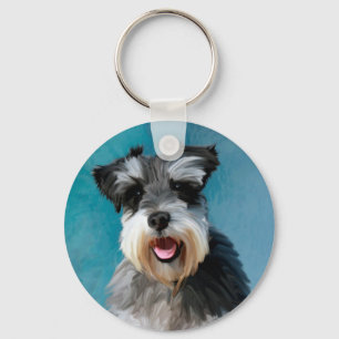 Porte-clés Peinture d'art de couleur d'eau de Schnauzer