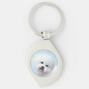 Porte-clés Peinture de Bichon Frise - Cute Original Dog Art