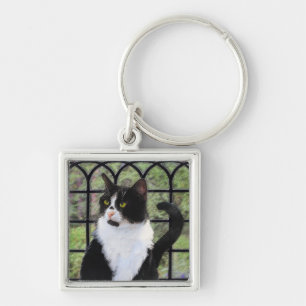 Porte-clés Peinture de chat Tuxedo - Cute Original Cat Art