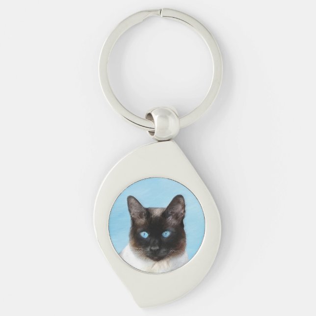 Porte-clés Peinture de chats de Siamese - Cute Original Cat A (Devant)