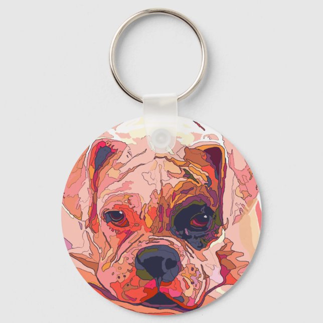 Porte-clés Peinture de chien de boxer dans des couleurs éblou (Recto)