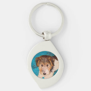 Porte-clés Peinture de chiot Terrier Fox - Art de chien origi