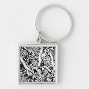 Porte-clés Peinture de groupe de nuit Noir et Blanc