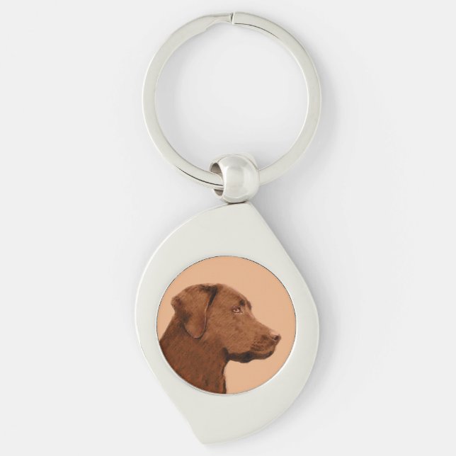 Porte-clés Peinture de Labrador Retriever (Chocolat) - Art Ca (Devant)