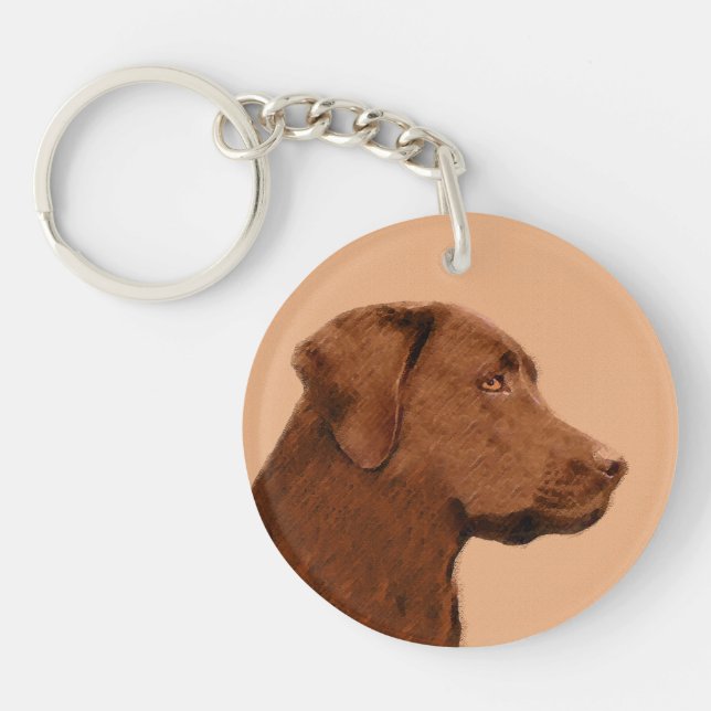 Porte-clés Peinture de Labrador Retriever (Chocolat) - Art Ca (Devant)