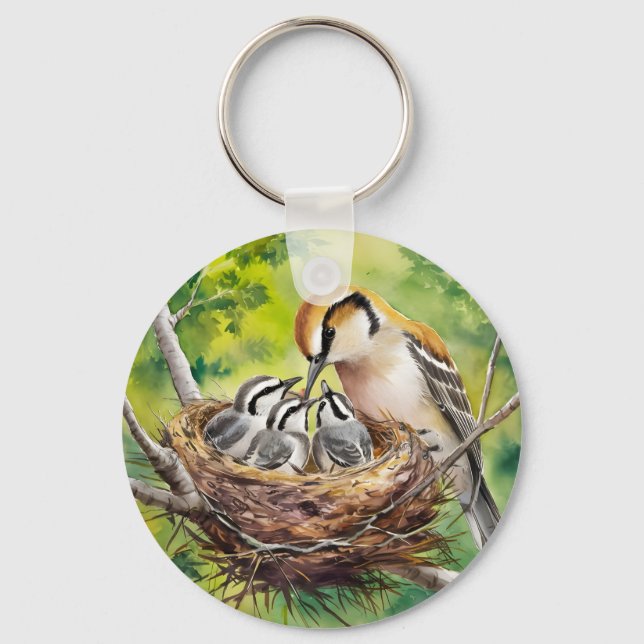 Porte-clés Peinture de nid d'oiseau doux (Recto)