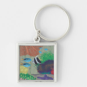 Porte-clés peinture de poissons tropicaux colorés