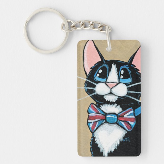 Porte-clés Peinture de port de cravate d'arc de chat (Devant)