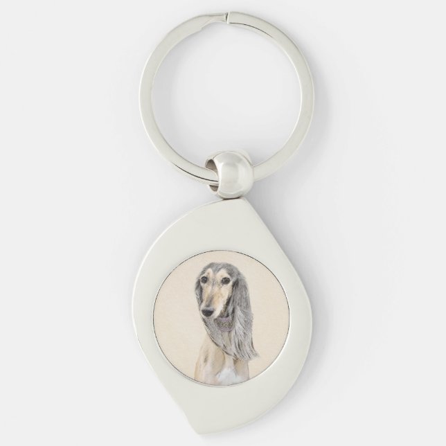 Porte-clés Peinture de Saluki (Faune) - Cute Original Chien A (Devant)