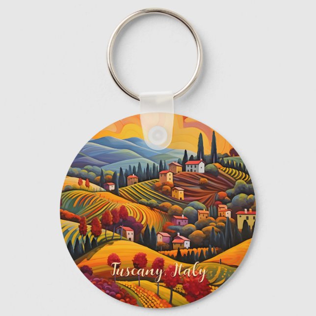 Porte-clés Peinture de Toscane en automne | Italie | Art du v (Recto)