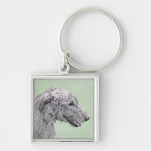 Porte-clés Peinture de Wolfhound irlandais - Joli art origina
