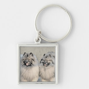Porte-clés Peinture des frères Keeshond - Art original de chi
