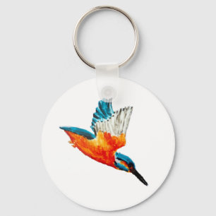 Porte-clés Peinture d'oiseaux Kingfisher volant