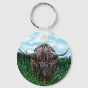 Porte-clés Peinture écossaise de la vache des Highlands
