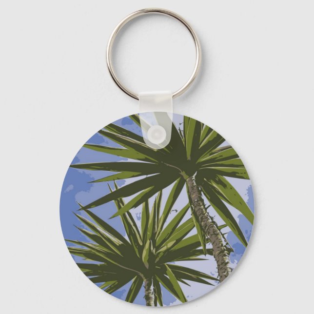 Porte-clés Peinture Effet Photo de Feuilles de Palmier Yucca  (Recto)