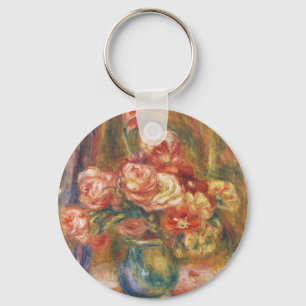 Porte-clés Peinture élégante de rose Renoir dans le style sha