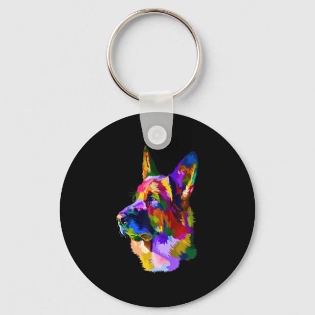 Porte-clés Peinture |German Shepherd Peinture Art Pet Chien M (Recto)
