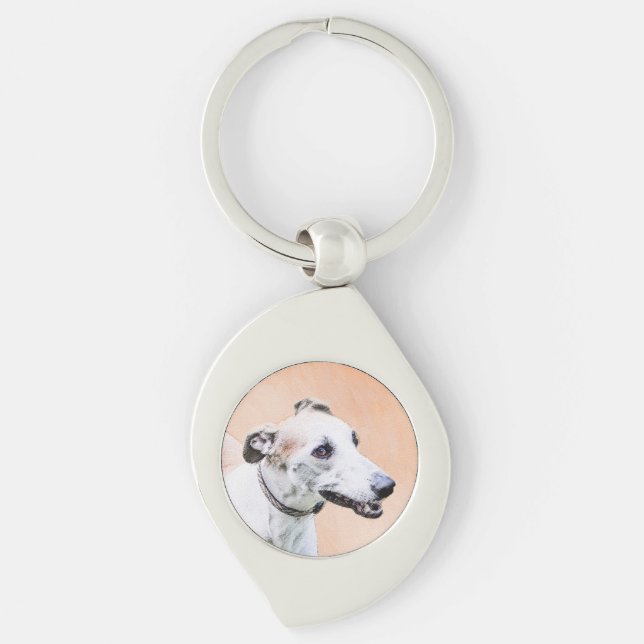 Porte-clés Peinture Greyhound - Cute Original Chien Art (Devant)