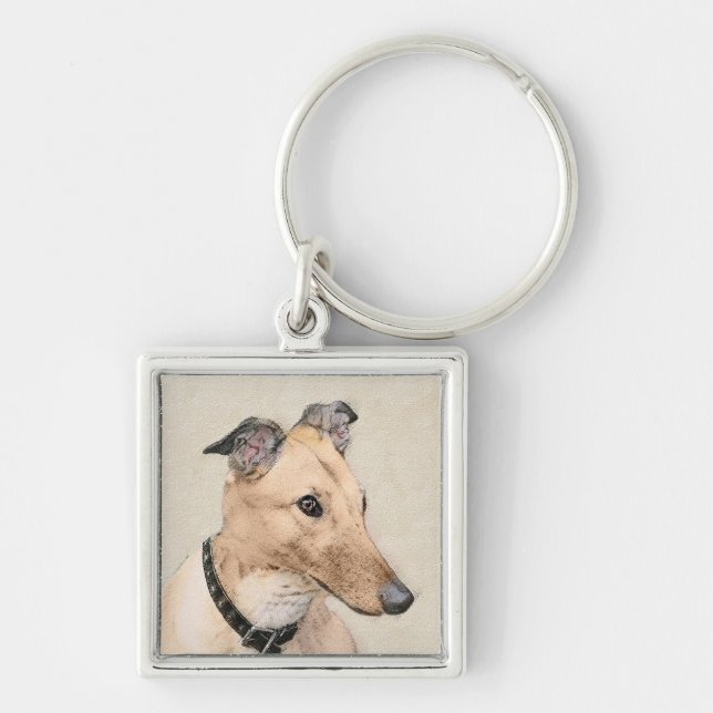 Porte-clés Peinture Greyhound - Cute Original Chien Art (Devant)