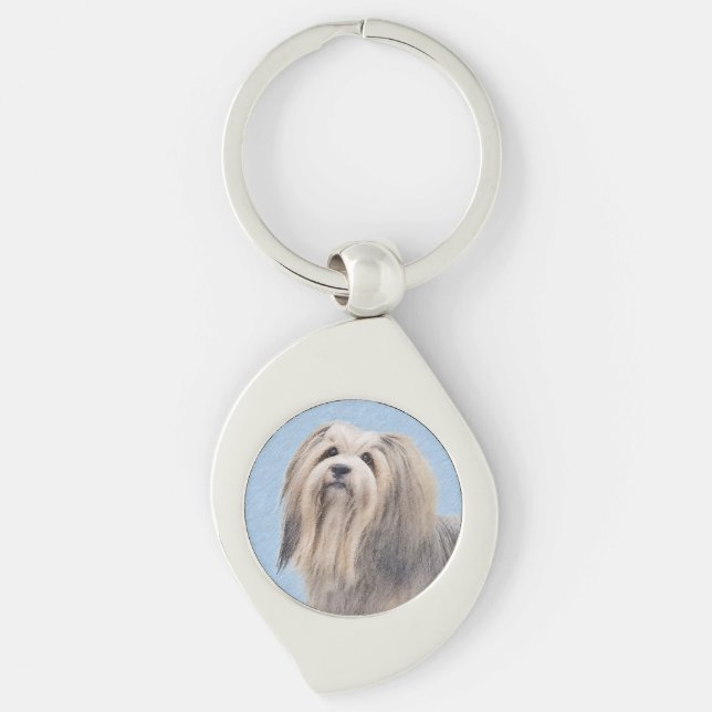 Porte-clés Peinture Havanaise (Argent) - Cute Original Chien  (Devant)