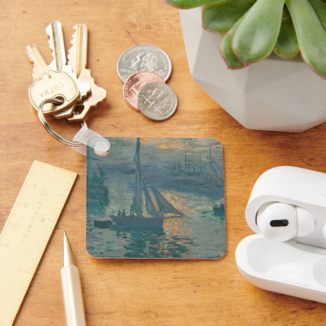 Porte-clés Peinture impressionniste marine du lever de soleil (Bureau)