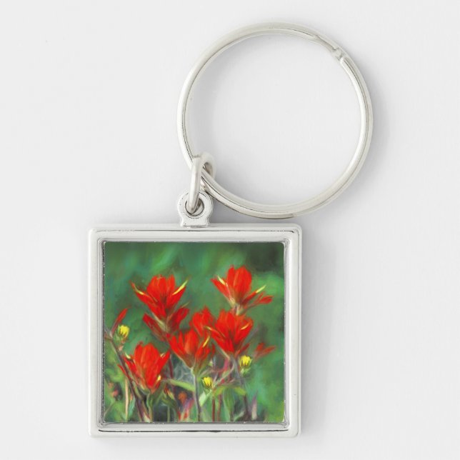 Porte-clés Peinture indienne de pinceau - Art Fleur original (Devant)