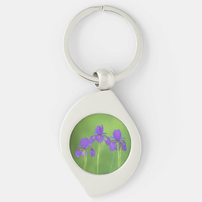 Porte-clés Peinture Iris Violet - Art Fleur Originale (Devant)