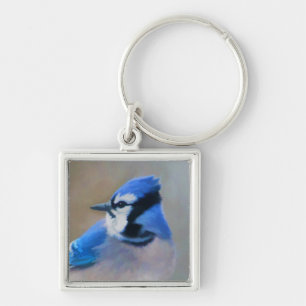 Porte-clés Peinture Jay Bleu - Art Oiseau Original