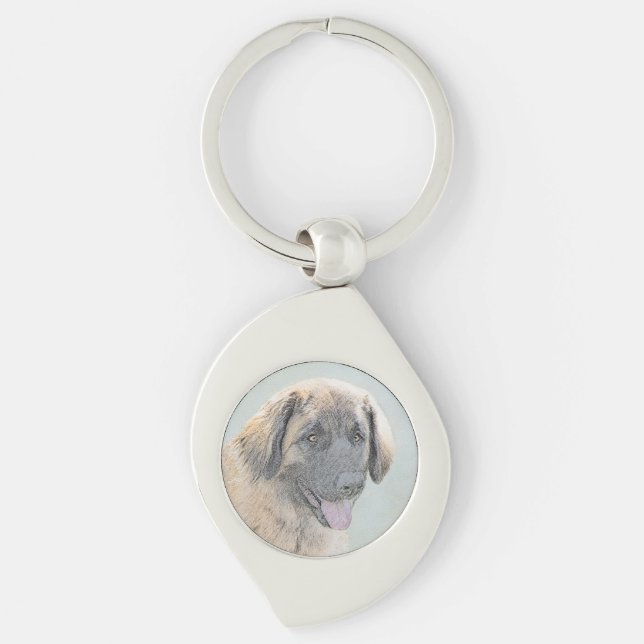 Porte-clés Peinture Leonberger - Joli art original chien (Devant)