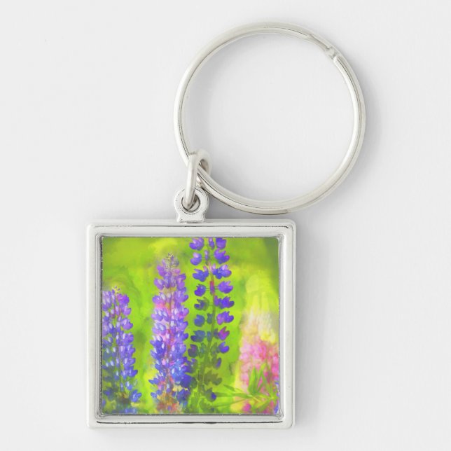 Porte-clés Peinture Lupine - Art Fleur Original (Devant)