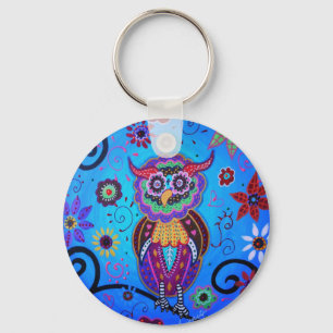 Porte-clés Peinture mexicaine de hibou de Talavera
