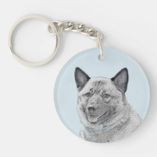 Porte-clés Peinture norvégienne Elkhound - Art original Chien