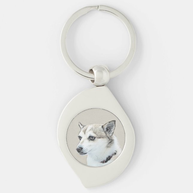 Porte-clés Peinture norvégienne Lundehund - Art original chie (Devant)