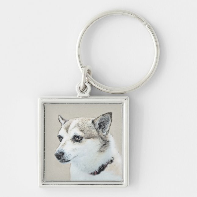 Porte-clés Peinture norvégienne Lundehund - Art original chie (Devant)