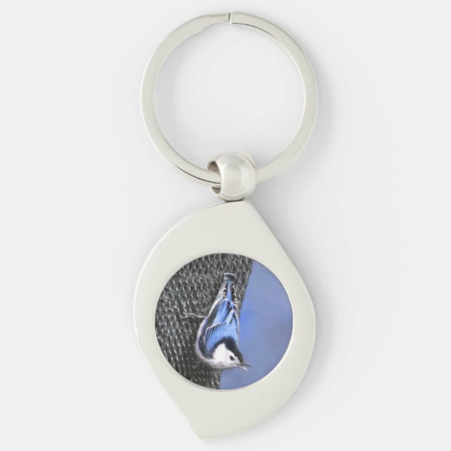 Porte-clés Peinture Nuthatch à poitrine blanche Art original (Devant)