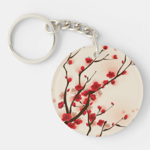 Porte-clés Peinture orientale de style, fleur au printemps 2