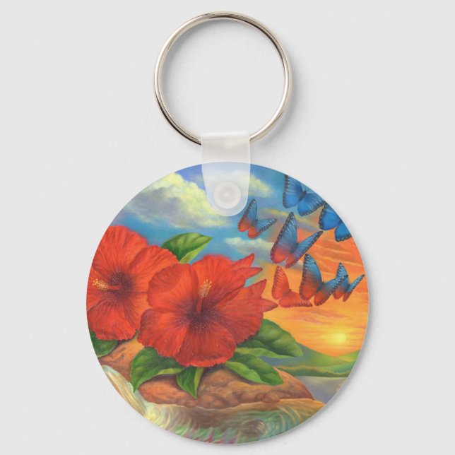 Porte-clés Peinture Paysage Papillon Imaginaire - Multi (Recto)