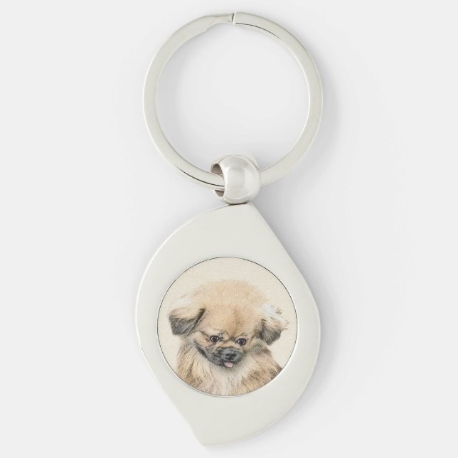 Porte-clés Peinture Pekingese - Cute Original Chien Art (Devant)