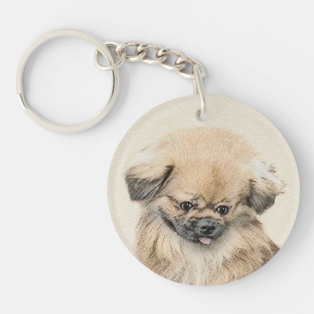 Porte-clés Peinture Pekingese - Cute Original Chien Art (Devant)
