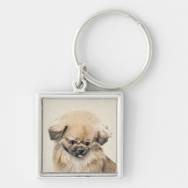 Porte-clés Peinture Pekingese - Cute Original Chien Art (Devant)