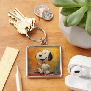 Porte-clés Peinture Pop Art de Chien Beagle Joyeux