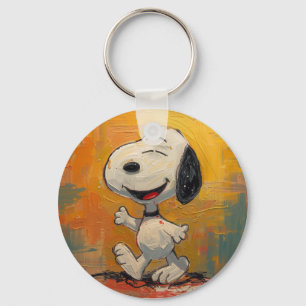 Porte-clés Peinture Pop Art de Chien Beagle Joyeux