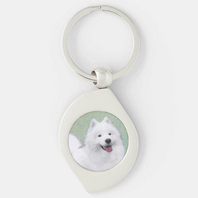 Porte-clés Peinture Samoyed - Cute Original Chien Art (Devant)