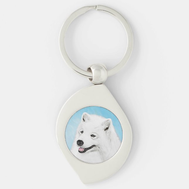 Porte-clés Peinture Samoyed - Cute Original Chien Art (Devant)