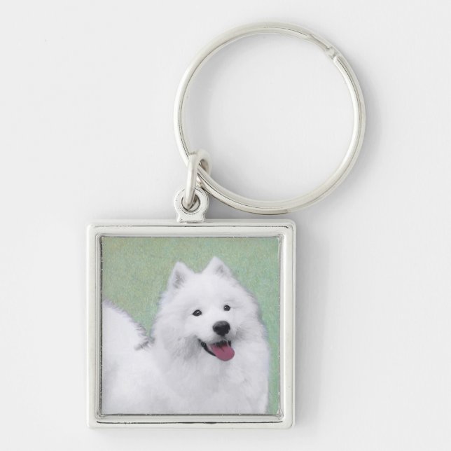 Porte-clés Peinture Samoyed - Cute Original Chien Art (Devant)