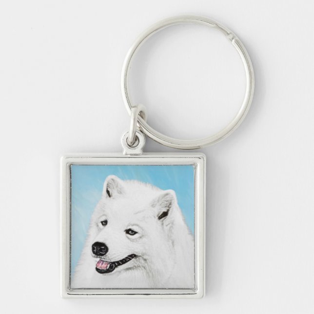 Porte-clés Peinture Samoyed - Cute Original Chien Art (Devant)